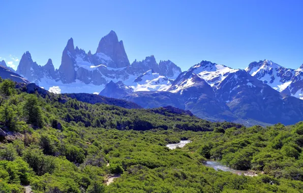 Горы, вершина, Южная Америка, Патагония, Monte Fitz Roy, Cerro Fitzroy