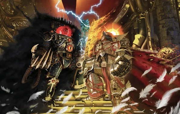 Картинка Horus Heresy, battle, Warhammer 40 000, Emperor of Mankind, Horus, artbook, traitor, primarch