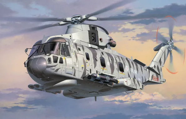 Картинка AgustaWestland, AW101, Merlin, Противолодочный вертолёт, European Helicopter Industries, Королевский ВМФ, EH101, Sting Ray torpedo