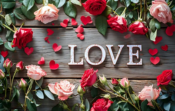 Любовь, цветы, романтика, сердце, розы, love, happy, День святого Валентина