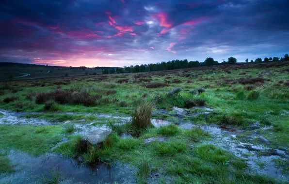 Картинка небо, закат, тучи, природа, Англия, вечер, Великобритания, национальный парк
