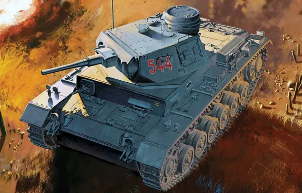 Рисунок, Panzerkampfwagen III, немецкий средний танк, Pz.Kpfw.III Ausf.G