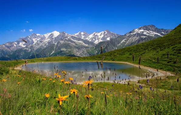 Картинка горы, озеро, Франция, савойя, Massif du Beaufortin