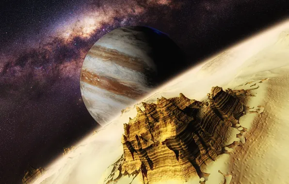 Space, satellite, jupiter, спутник Юпитера, космические пейзажи