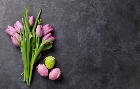 Картинка цветы, Пасха, тюльпаны, happy, pink, flowers, tulips, spring