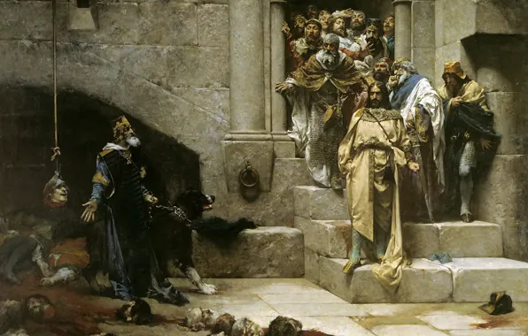 Картинка картина, жанровая, мифология, Jose Casado del Alisal, Легенда о Короле Монахе