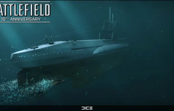Картинка подводная лодка, DICE, юбилей Battlefield, Battlefield 1942