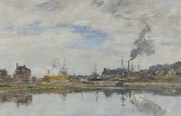 Пейзаж, картина, Эжен Буден, Eugene Boudin, Storage Pond at Trouville