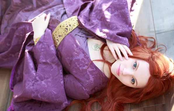 Red hair, women, kimono
