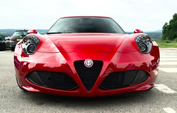 Картинка красный, Alfa Romeo, передок