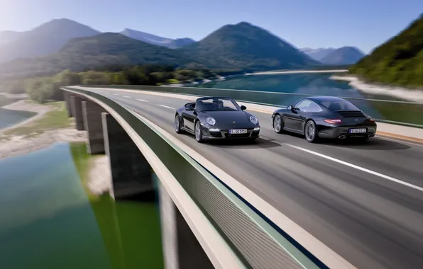 Картинка машины, пейзажи, вид, дороги, скорость, Porsche, тачки, порш