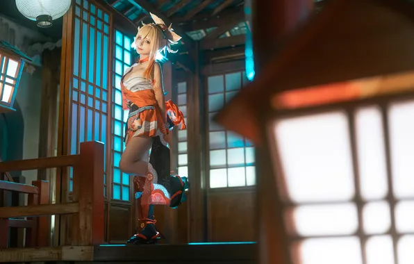 Asian, model, women, cosplay, Genshin Impact, Yoimiya, Chun Momo
