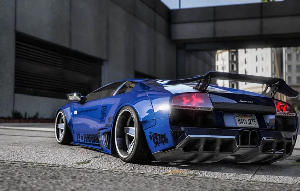 Город, улица, Lamborghini, вид сзади, GTA, Grand Theft Auto V