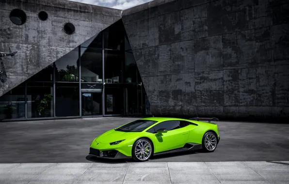 Картинка Lamborghini, Wall, Green, VAG, Huracan