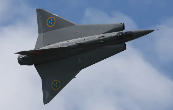 Картинка полет, истребитель, Draken, сверхзвуковой, шведский, Saab 35