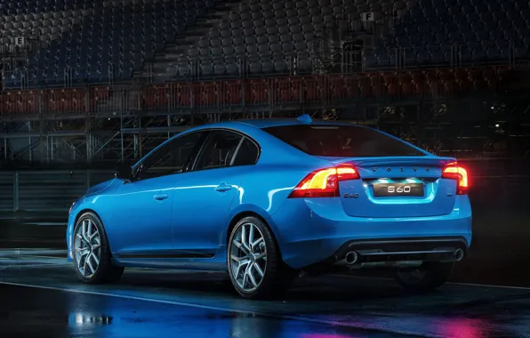 Голубой, фары, Volvo, Вольво, S60, Задок, Polestar