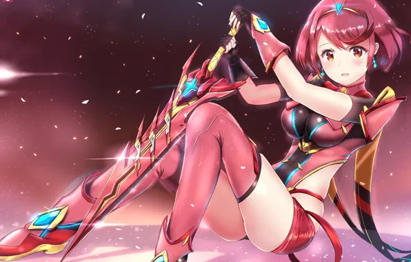 Взгляд, девушка, аниме, арт, xenoblade, homura