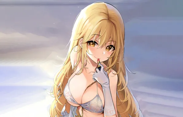Girl, sexy, lingerie, bra, cleavage, long hair, boobs, anime