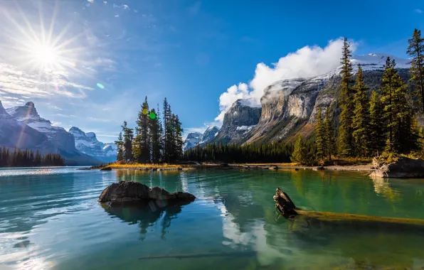 Картинка деревья, горы, озеро, Природа, Канада, Национальный парк Банф