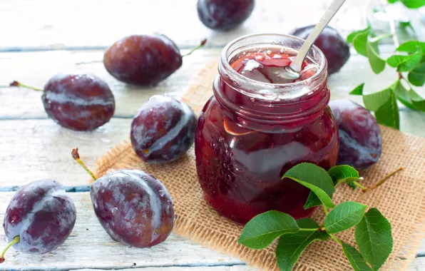 Банка, сливы, wood, джем, jam, Olena Rudo