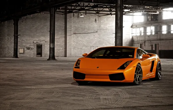 Гараж, Orange, cars, auto, wallpapers, Lamborghini Gallardo