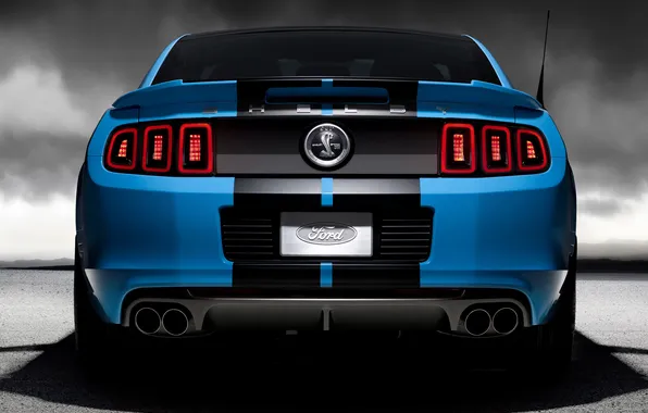 Синий, Mustang, Ford, Shelby, GT500, мустанг, форд, шелби