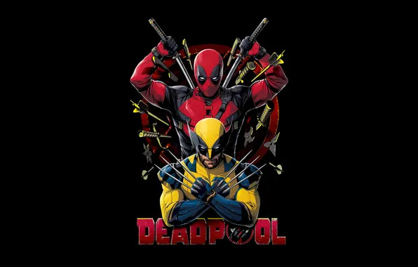 Movies, Black background, 2024 Movies, Deadpool & Wolverine, Movie poster