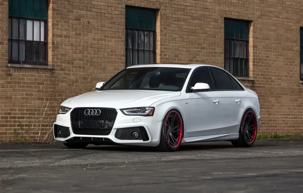 Audi, red, white, wheels