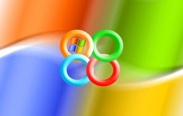 Картинка компьютер, цвет, кольца, эмблема, windows, операционная система
