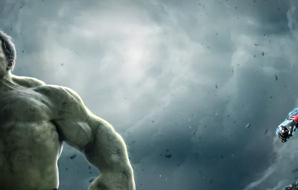 Scarlett Johansson, Action, Metal, Скарлетт Йоханссон, Fantasy, Clouds, Sky, Hulk