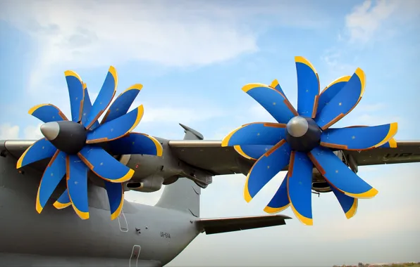 Синий, самолет, винт, Авиация, турбовинтовой, Ан-70