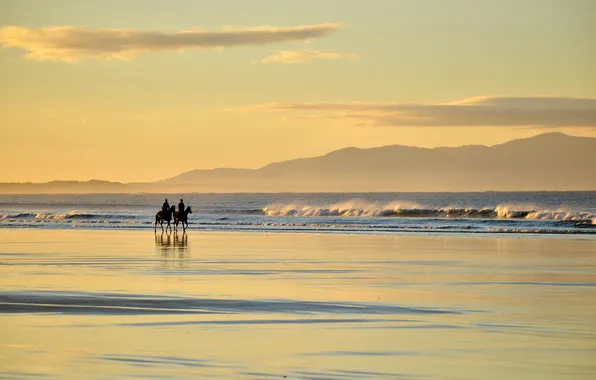 Море, пейзаж, всадники, Australia, Victoria, Waratah Bay