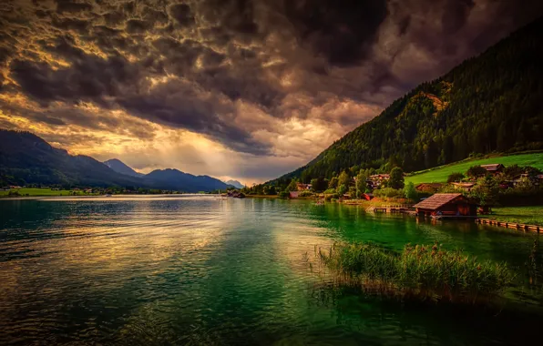Картинка облака, горы, озеро, Австрия, Вайсензе