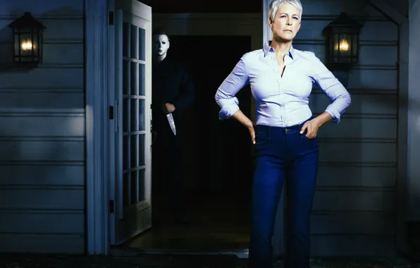 Картинка маска, Halloween, тыква, Хэллоуин, jason, Jamie Lee Curtis, Laurie Strod, Джейми Ли Кёртис