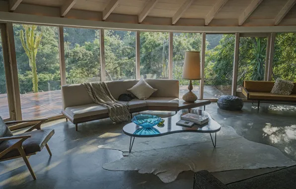 Вилла, интерьер, Калифорния, гостиная, Beverly Hills, Беверли-Хиллз, Mid-Century Haven for Creatives