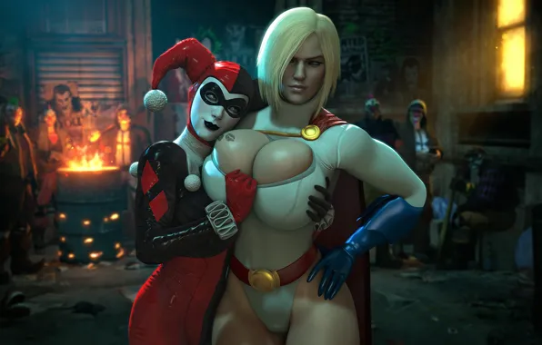 Грудь, девушка, тело, сиськи, harley quinn, DC Comics, Power Girl, Karen Starr