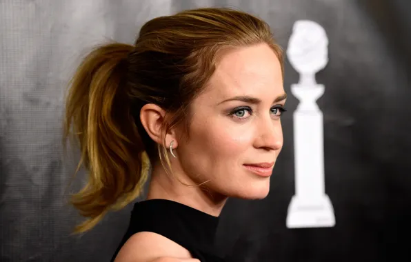 Взгляд, девушка, поза, стена, актриса, Эмили Блант, Emily Blunt, hair