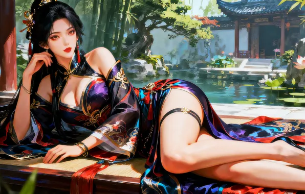 Картинка girl, nature, asian, ai art