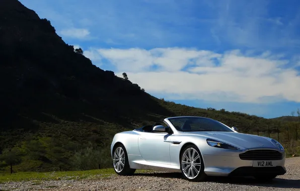 Картинка Aston Martin, Небо, DBS, Серый, Фары, Автомобиль, volante, Передок