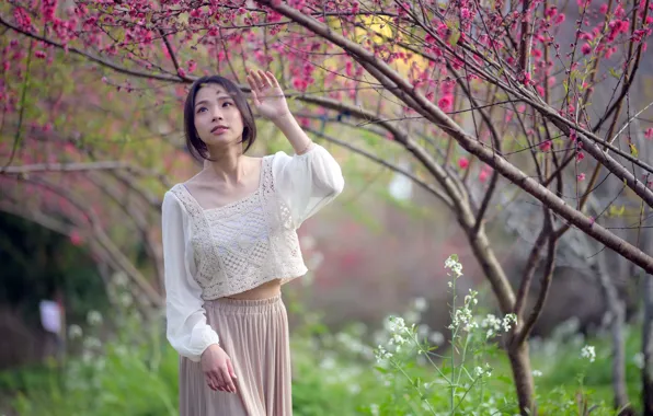 Картинка девушка, природа, азиатка