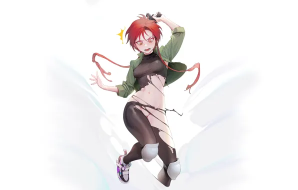 Kawaii, girl, hot, sexy, red hair, jump, anime, short hair