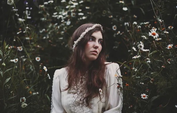 Девушка, ромашки, венок, Aleah Michele, Without troubling a star