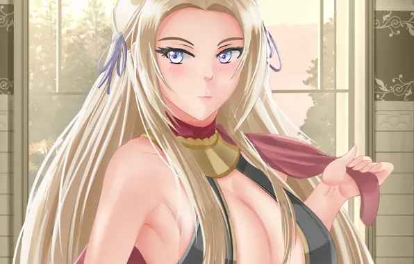 Girl, sexy, cleavage, long hair, boobs, anime, beautiful, pretty