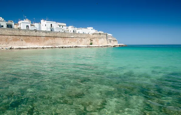 Море, стена, Италия, Апулия, Монополи