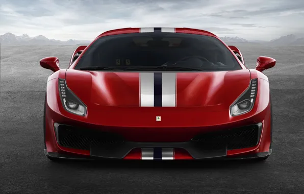 Красный, Ferrari, 2019, V8 twin turbo, 488 Pista