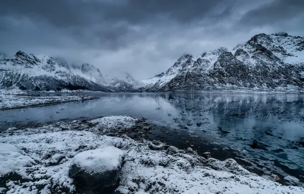 Norway, Nordland, Vestpollen, Icy Fjord
