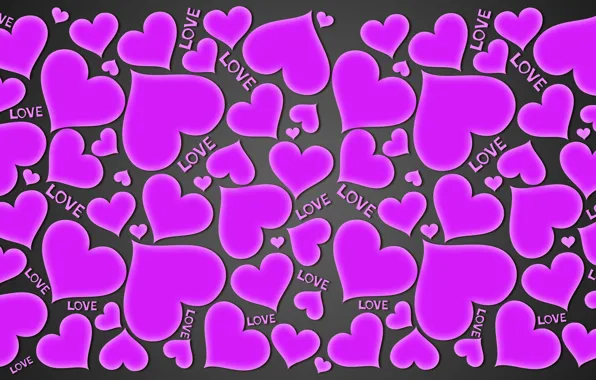 Любовь, сердечки, love, background, hearts, purple, gradient