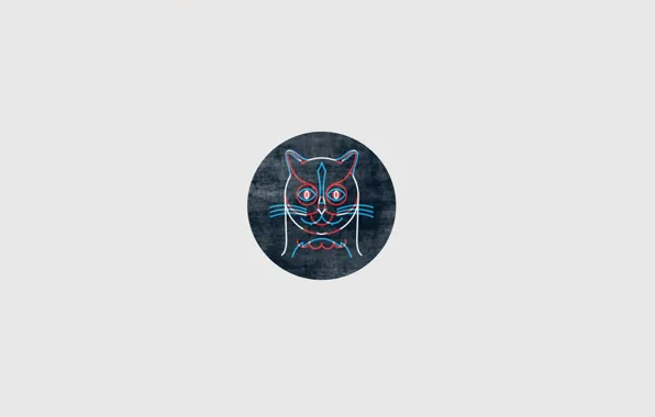 Минимализм, Кот, Арт, Art, Cat, Minimalism