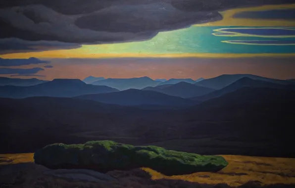 Картинка пейзаж, горы, тучи, природа, картина, Rockwell Kent, Рокуэлл Кент, From Palmer Hill