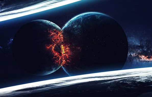 Planets, destruction, sci fi, collision